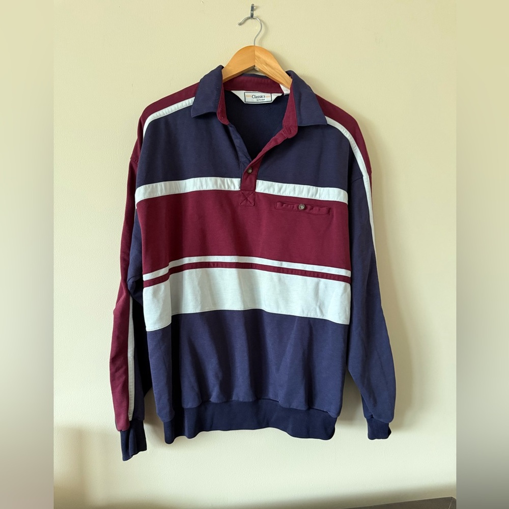 Vintage 1990s Classics by Palmland Colorblock Polo Shirt size XL